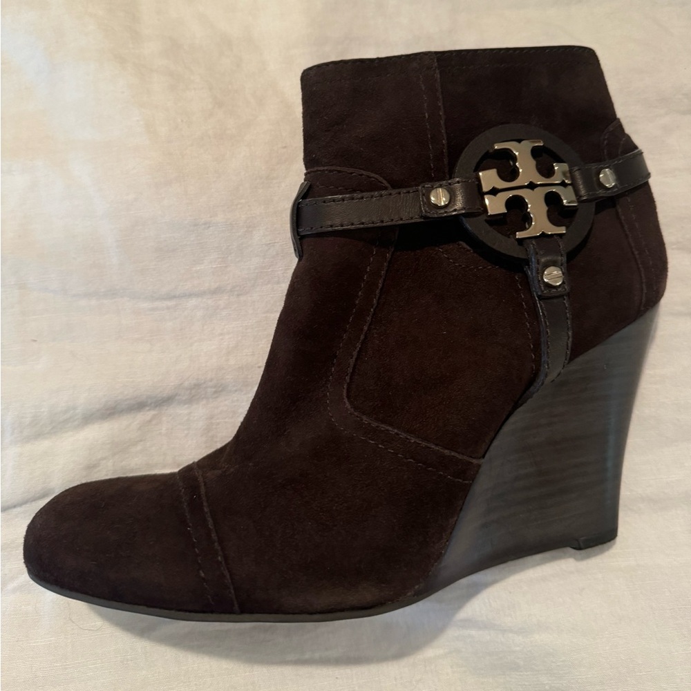 Tory Burch Ankle Boot - Brown Suede w/ Wedge Heel